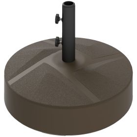 Patio Umbrella Base Holder, Heavy Duty Outdoor Umbrella Stand Base, Filled Up to 66lbs with Stand or 55lbs with Water for Garden, Poolside, Brown