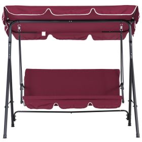 Outdoor Patio Swing Chair with Adjustable Tilt Canopy and Removable Cushion, Red