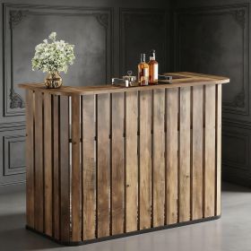 Home Bar Unit, Farmhouse Liquor Bar Table with 2-Tier Shelves